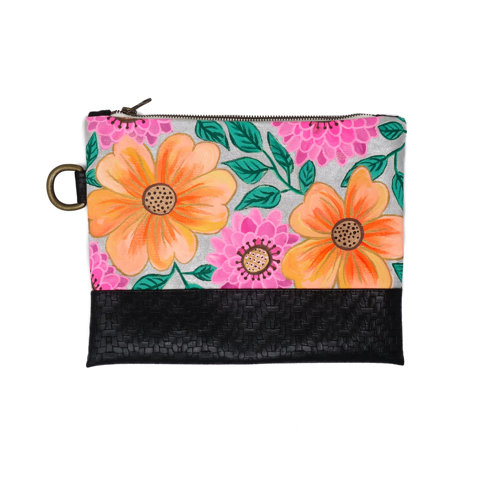 Bold Flowers Hand Painted Clutch