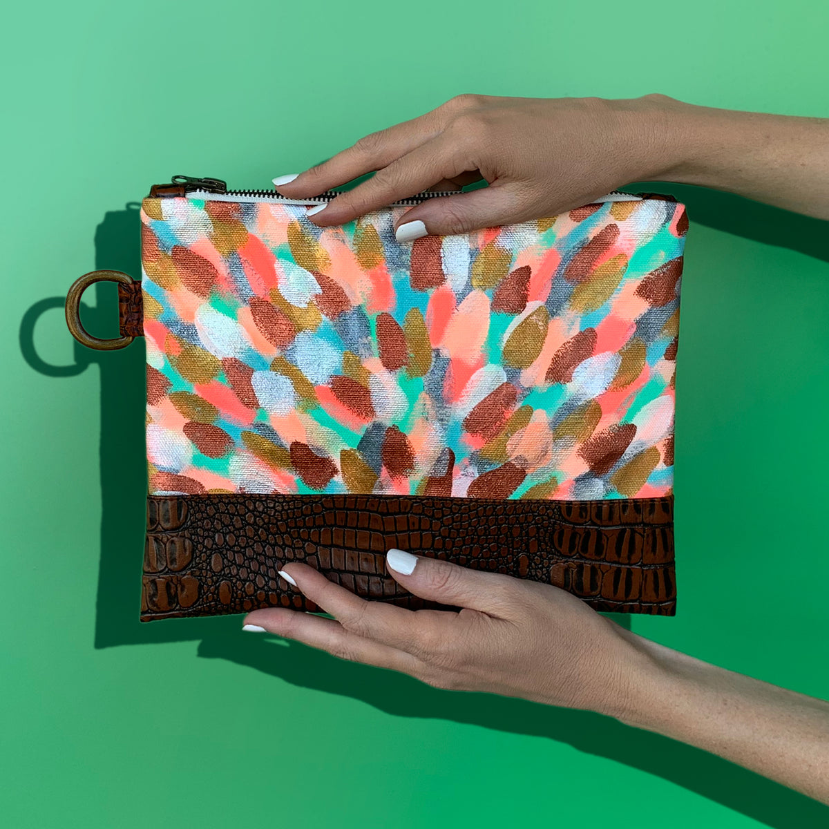 Orange Burst Hand Painted Clutch