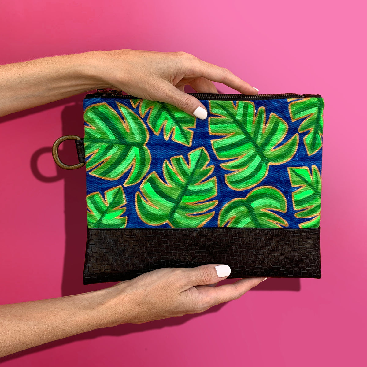 Palm Hand Painted Clutch