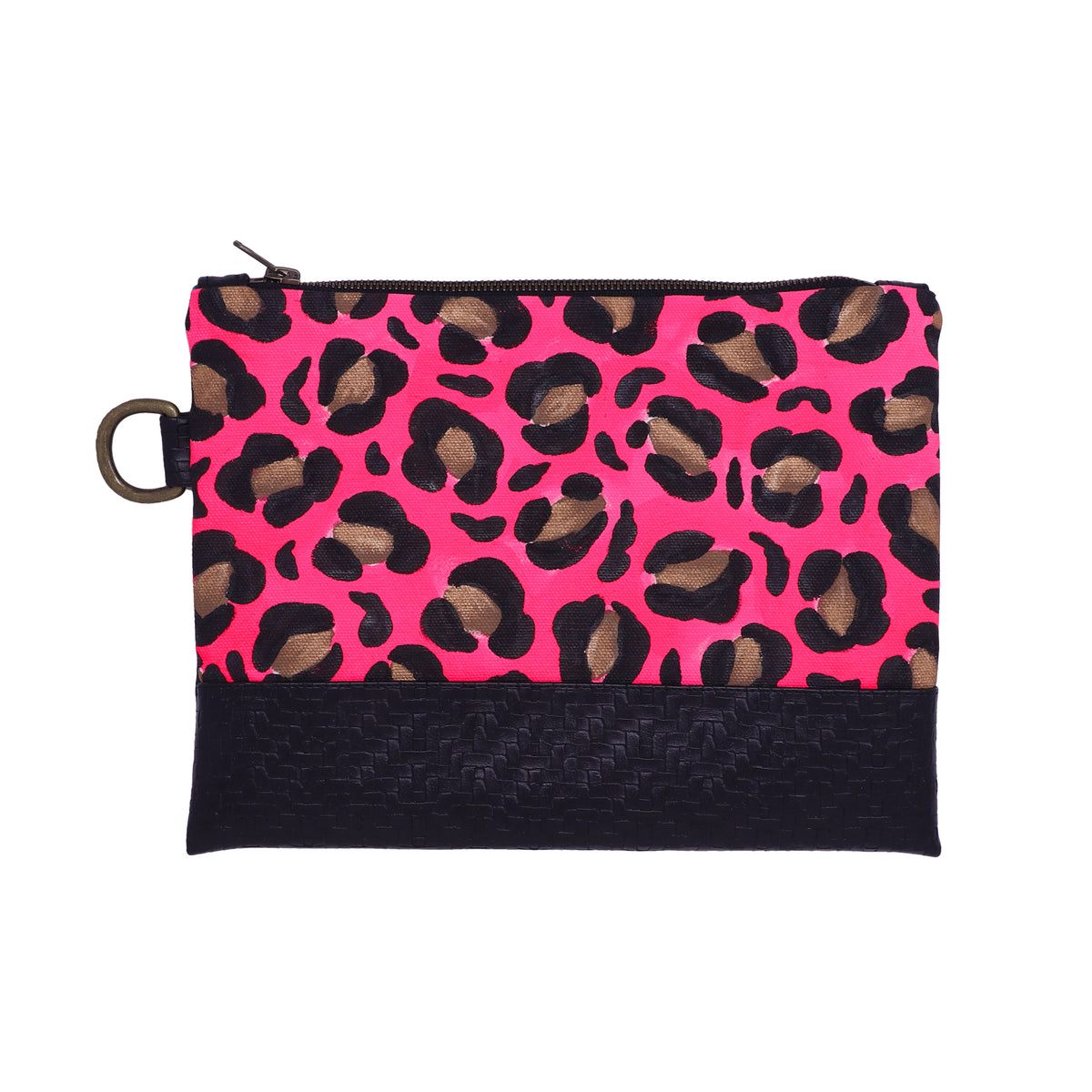 Hot Pink Leopard Hand Painted Clutch