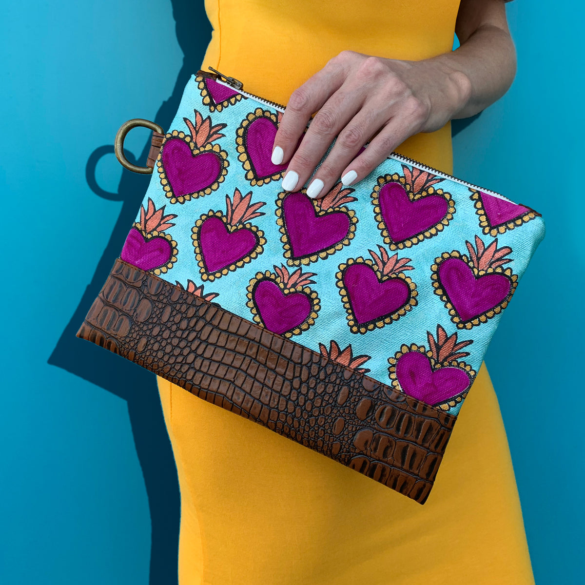 Purple Milagros Hand Painted Clutch